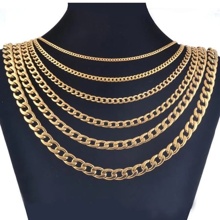 28'' 1pcs Stainless Steel Gold Curb chain necklace For Mens 8mm 24'' 2pcs 