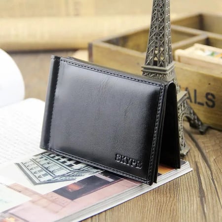 Mens Blackl Leather Wallet By  Skype New With Coin Pouch 