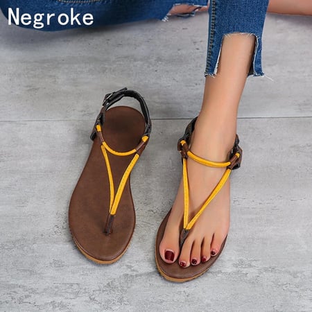 Sandals for Women Dressy Summer,Women Strappy Casual Sandals Clip-Toe Ankle Buckle Strap Beach Flat Flip Flops 