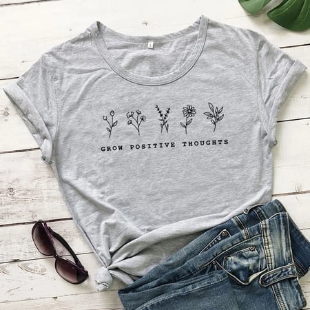 grow positive thoughts t shirt vintage women floral print tshirt summer inspired slogan graphic boho tee top mental health shirt buy grow positive thoughts t shirt vintage women floral print tshirt summer inspired