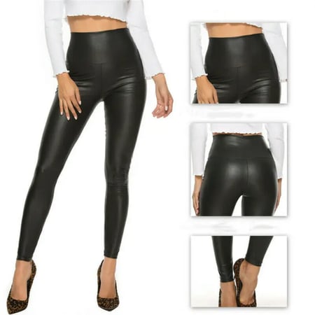 Woman Faux Leather Jeans High Waist Slim Fit Skinny and Stretchable Pencil Pants 