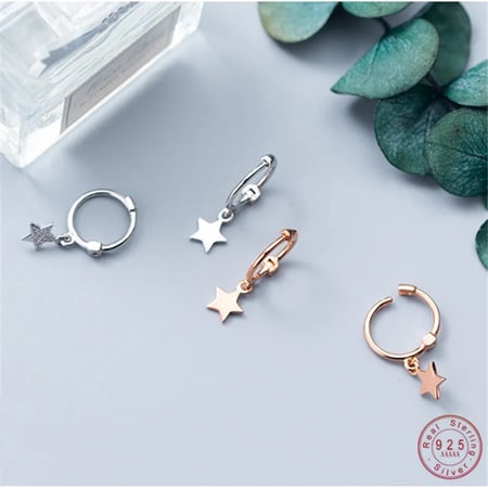 925 Sterling Silver Star Pearl Stud Earrings Personality Pentagram Simple Earings 