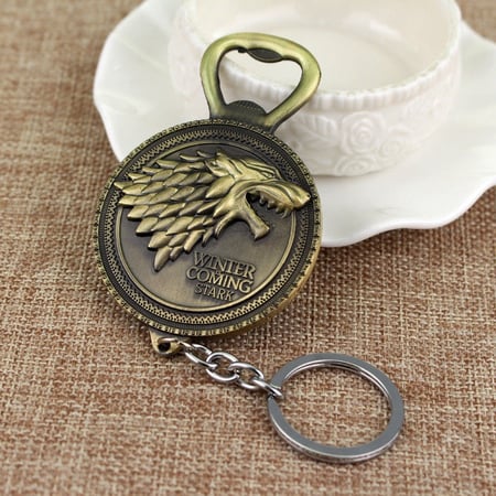 New Fashion Winter Is Coming Game Of Throne Bottle Opener Key Chain House Stark