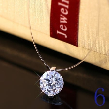 Simple Women Crystal Necklace Invisible Line Zircon Clavicle Pendant Chain Gift