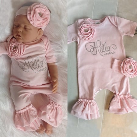 Newborn Toddler Baby Girls Romper Jumpsuit Bodysuit Headband Clothes Outfits Set
