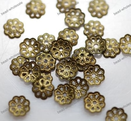 New 500pcs Metal Flower Hollow Bead Caps 6mm 5Colour For Jewelry Necklace Making 