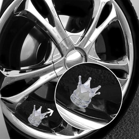 Car Truck Tire Valve Stem Wheel Tyre Air Caps Dust Cover White Diamond Decor Kit