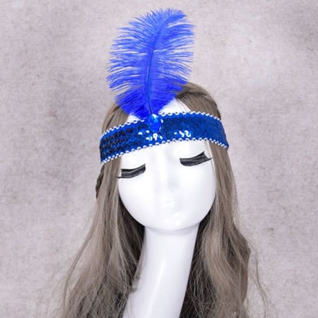 Glitter Lady Sequin Feather Headband Headpiece Hair Jewelry Costume