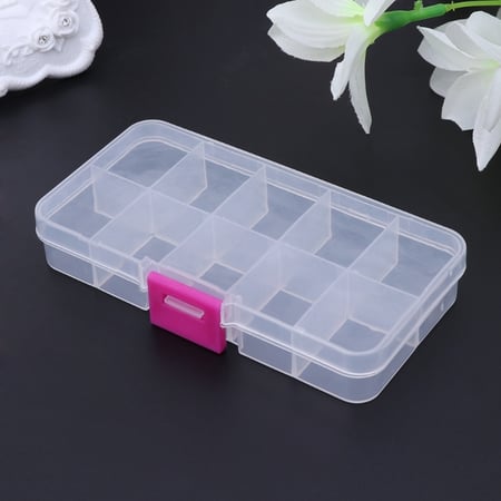 10 Compartments Clear Plastic Storage Box Jewelry Bead Screw Organizer Container