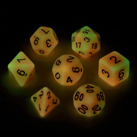 7pcs/set Luminous Polyhedral Sided Dice D4 D6 D8 D10 D12 D20 Set For Game