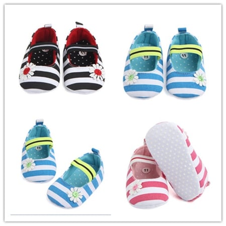 Newborn Baby Girl Soft Sole Canvas Crib Shoes Anti-slip Sneaker Prewalker 0-12M 
