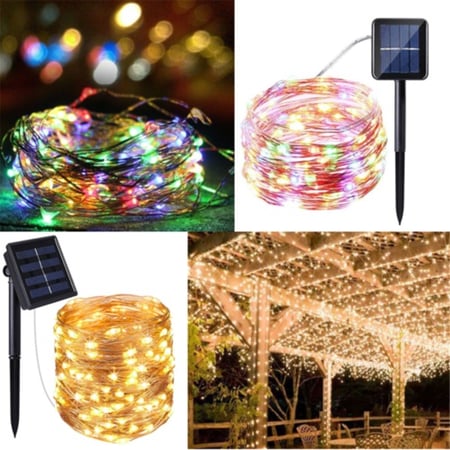 Outdoor Solar Powered 33Ft 100 LED 10M Copper Wire Light String Fairy Xmas Party