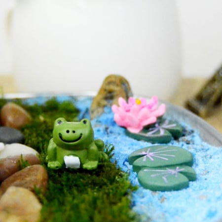 3Pcs Miniature Resin Lotus Leaf Flower Frog Set DIY Desktop Decorations