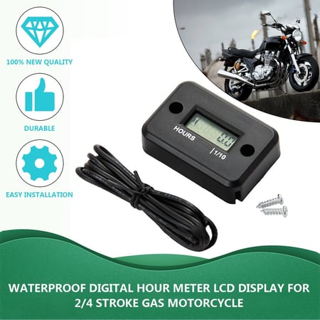 Waterproof Digital Hour Meter Gauge LCD Motorcycle for Boat Quad Bike ATV