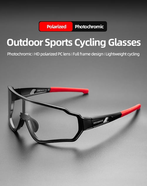 ROCKBROS Polarized Bicycle Full Frame Cycling Sport Glasses Black Red Goggles 