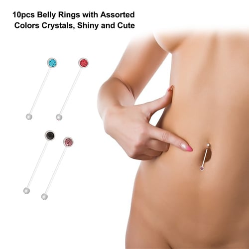 Flexible Acrylic Belly Bar Navel Ring Allergy Free Pregnant Use Bioflex Retainer 