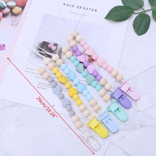 Silicone Beads Teething Pacifier Clips Chain Holder For Nipples Baby Chew Toys 