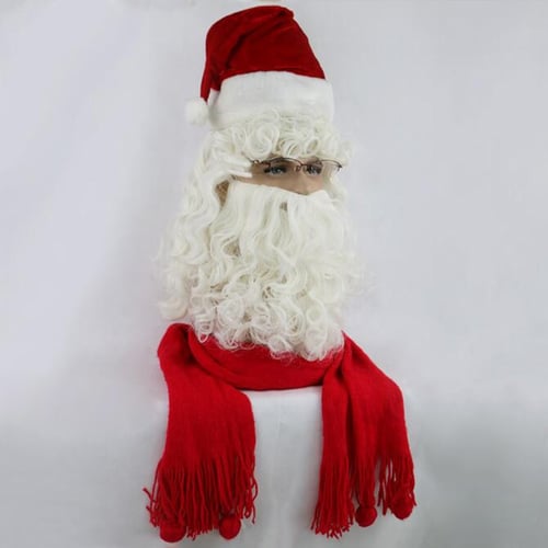 Santa Claus Long Wavy Wig White Santa Claus beard Sets Fancy Fiber Cosplay Wig