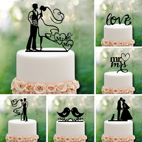 Wholesale Acrylic Bride and Groom Wedding Love Cake Topper Party Favors Decor 