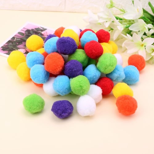 100 Mixed Color Soft Fluffy Pom Poms for Kids DIY Crafts Pompoms Ball 20mm 