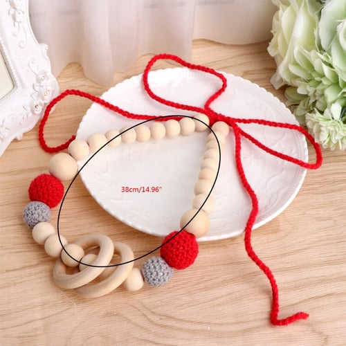 10Pcs Natural Wooden Crochet Beads Chewable Tooth Nursing Necklace Teething W 