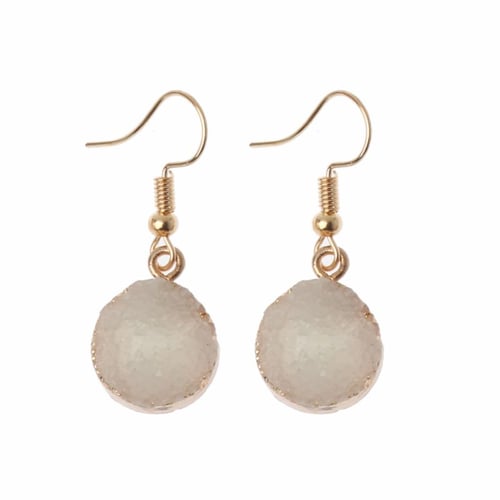 Jewelry Druzy Dangle Earrings Women\u2019s Earrings Druzy Earring Gold and Cream Druzy Earrings
