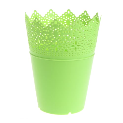 Solid Color Floral Hhollow Design Plastic Flower Vase Garden Home Decoration New
