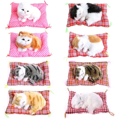 Plush Stuffed Toy Cute Sleeping Cat Press Simulation Sound Animal Kids Doll Gift 