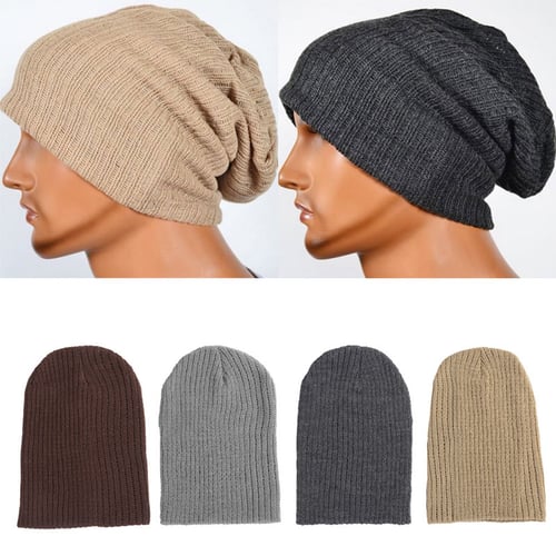 Men's Women's Knit Baggy Beanie Oversize Fashion Winter Hat Ski Slouchy Chic Cap 
