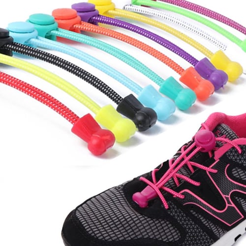 2 Pcs No Tie Shoe Lace Elastic Lock Lace System Sports Shoelace Runners Trainer 