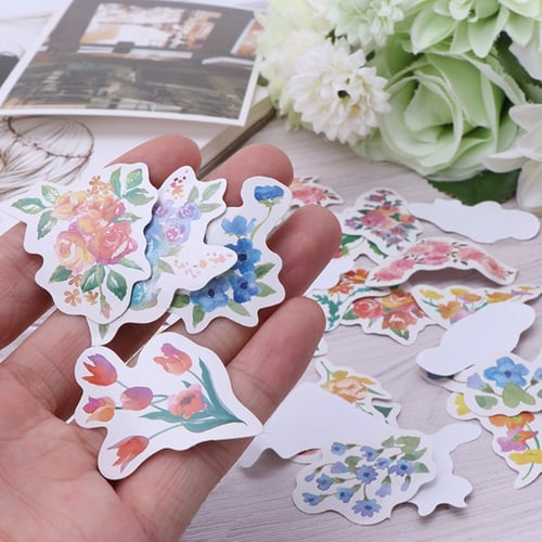 45Pcs DIY Flower Paper Sticker Decorative Seal Diary Album Scrapbooking Bookmark 