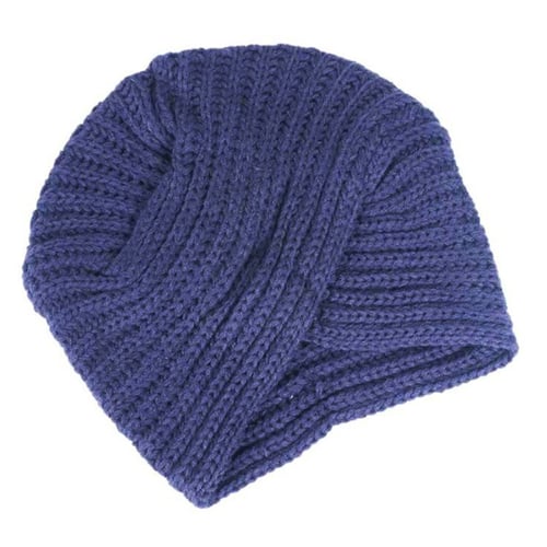 Handmade winter acrylic wool blue turban
