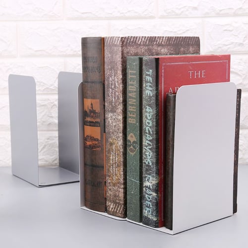 1 Pairs Metal Bookends Book Ends Holder Support Shelf Rack Office Stationery^ 