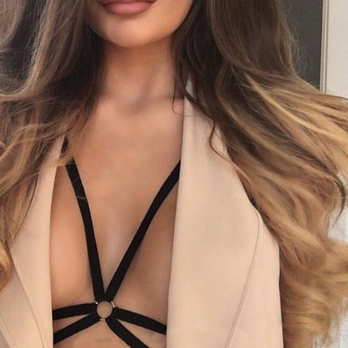 Women Goth Lingerie Elastic Harness Cage Bra Cupless Bondage Body Chain Belt Women Goth Lingerie Elastic Harness Cage Bra Cupless Bondage Body Chain Belt