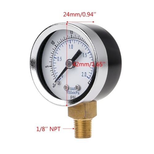 1/8" NPT Air Compressor 0-30 PSI Side Mount Hydraulic Pressure Gauge 1.5" Face 