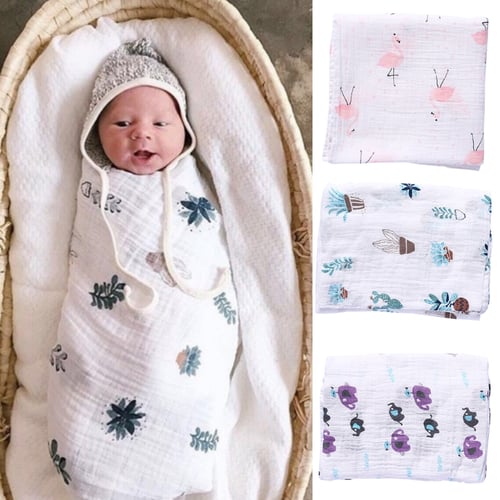 100% Cotton Baby Swaddle Blanket Newborn Baby Sleeping Swaddle Muslin Gauze Wrap 