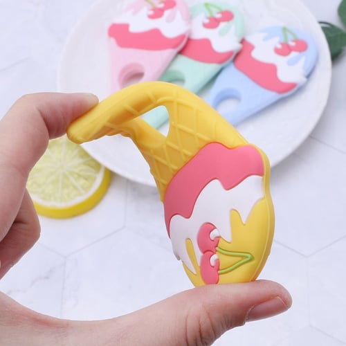 Baby Teether Ice Cream Silicone BPA Free Teething Toys Pendant Necklace Pacifier 