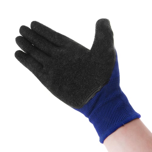 1 PAIRS NEW LATEX COATED NYLON WORK GLOVES SAFETY GARDEN GRIP BUILDERS 