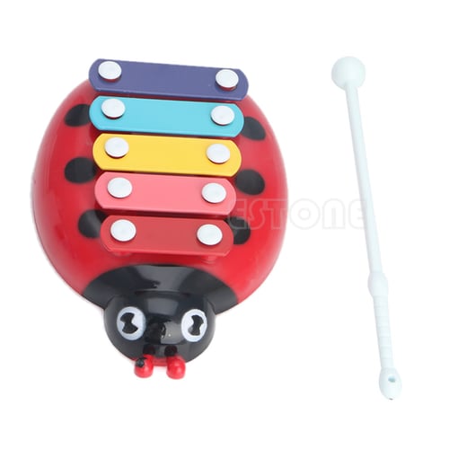 Fashion 5-Note Xylophone Musical Beetle Toy Baby Kids Wisdom Developmental Toy 