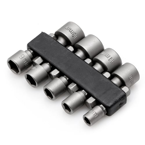 Power Nut Driver Drill Bit Set Metric Socket Wrench Screw 1/4 Driver Hex Set,Inner Hex 5mm-13mm 9 Pcs