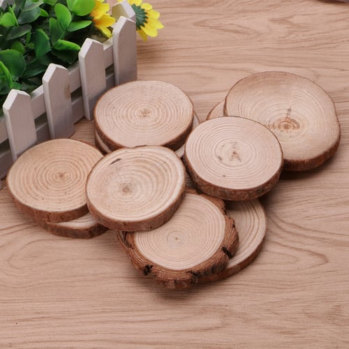 10Pcs Rustic Natural Round Wood Pine Tree Slices Craft Wedding Centerpiece Decor 
