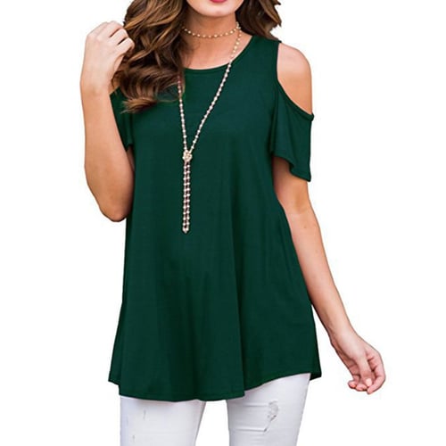 Swing Blouse Plus Size for Women Fashion Summer Print T-Shirt Irregular Hem Loose Dress Top XL, Green