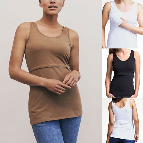 Women Sleeveless Pregnancy Vest Nursing Breastfeeding Maternity Casual Tops 16 