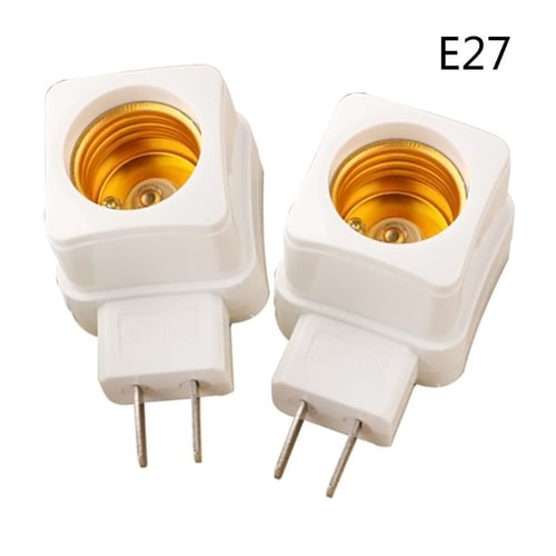 EU Plug E27 Light Bulb Socket Holder Plug-in Adaptor Screw Base Wall Lamp US 