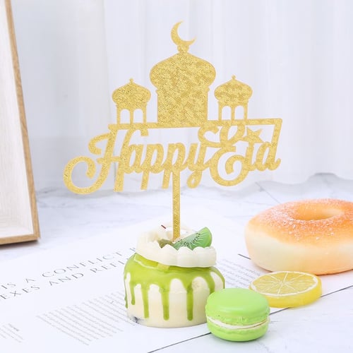 Glitter Eid Mubarak Cake Topper Muslim Islam Wedding Party Decor Cupcake Flags