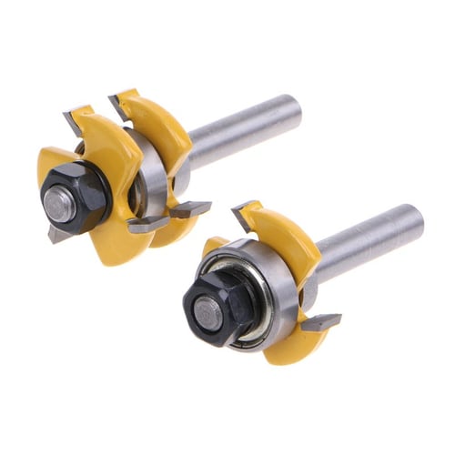 2pcs 8MM Shank Tongue and Groove Router Bit Set 7/8'' Stock Cutter Tools 