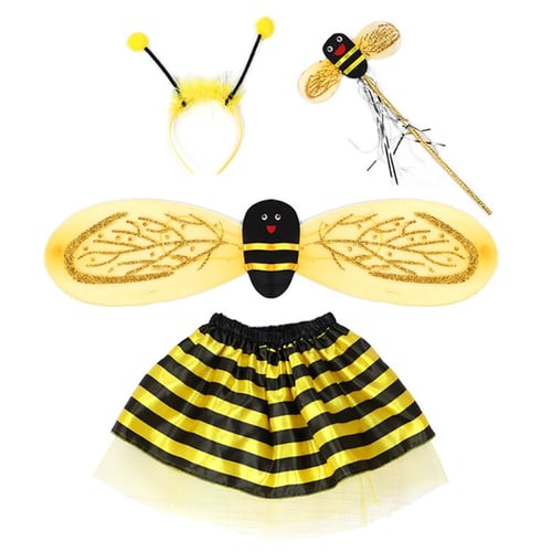 Halloween Kids Girls 4pcs Ladybug Set Wings Skirt Headband Wand Party Costume 