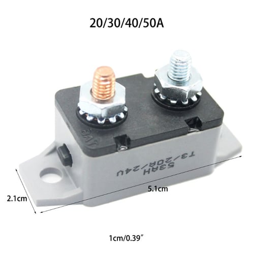 20/30/40/50A AMP Circuit Breaker In-line Fuse Waterproof 12V 24V DC Manual Reset 