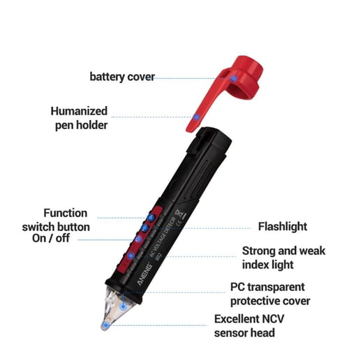Voltage Tester Pen Non-Contact with LED Flashlight 12V to 10 