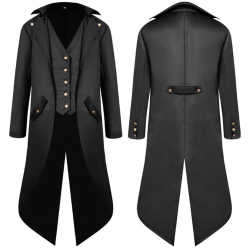 Mens Coat Tailcoat Jacket Gothic Frock Coat Uniform Costume Praty Outwear Tops Clothes 2019 Hot 